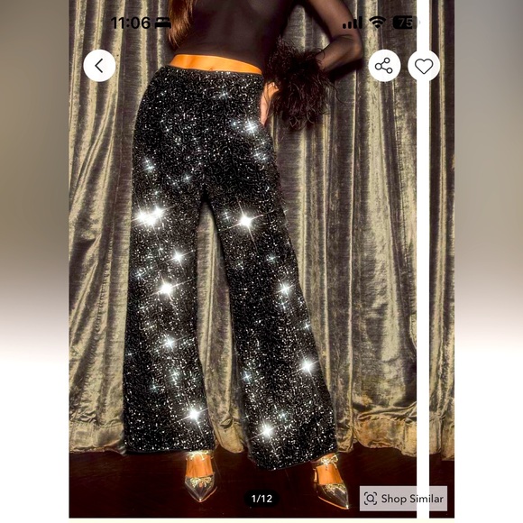 CUPSHE large Black Sparkly Pants - NWT - Picture 1 of 1